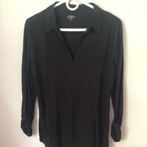 🆕 LOFT Outlet Mixed Media Blouse Black - M